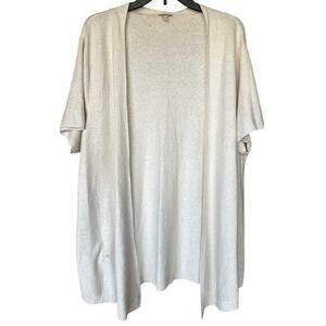 Linen metallic blend off White coastal lagum Cardigan coverup plus 2XL